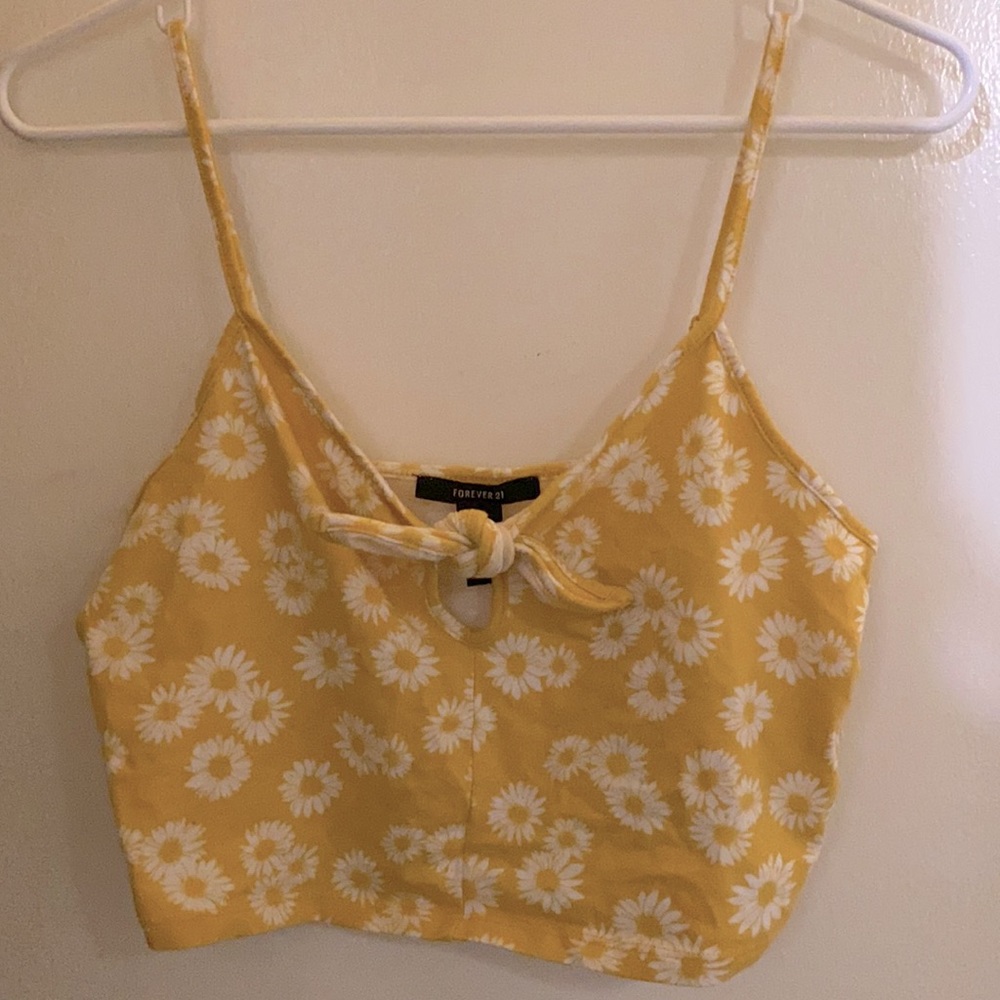 Yellow sunflower crop top, small, forever 21.